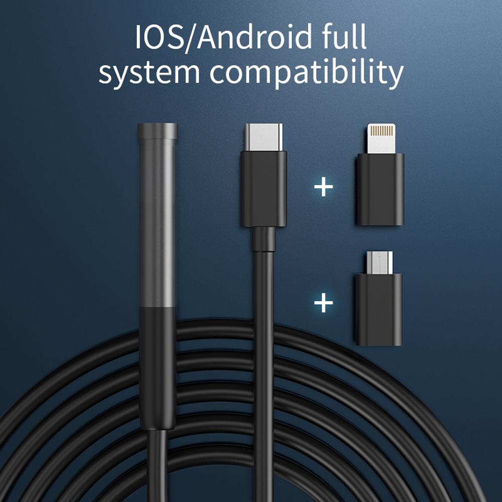 USB-эндоскоп для телефона Android iOS, 8 мм, Wi-Fi, бороскоп, водонепроницаемая змеиная камера с 6 светодиодами
