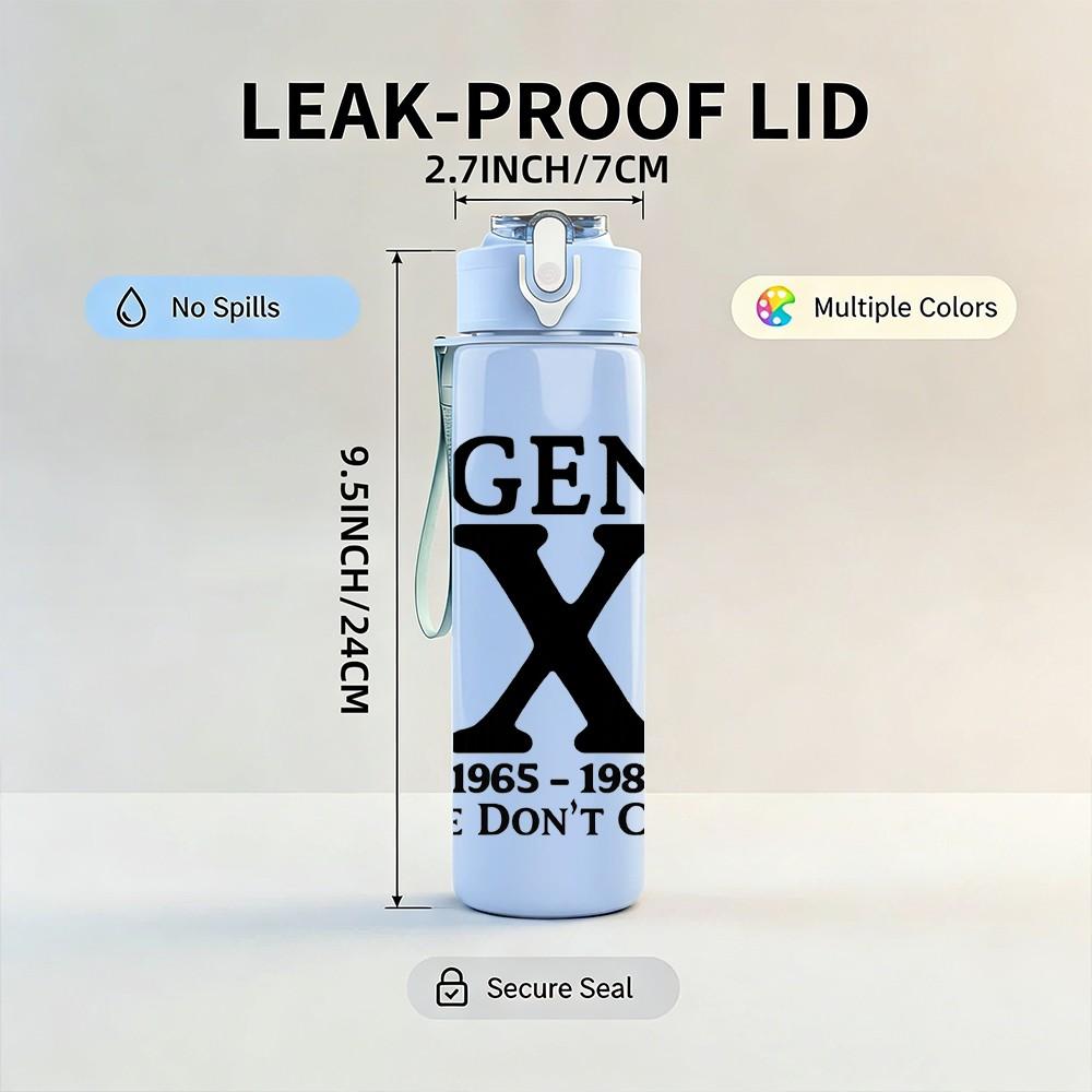 1PC Gen X 1965 1980 Letter Logo 750ml Color Plastic Sports Water Bottle Leakproof Flip Straw Lid Suitable for Sports Office Home Use