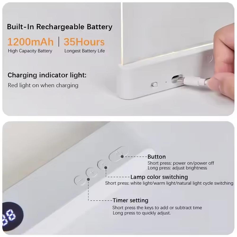 LED Flat Panel Night Vision Reading Light Eye Protection Reading Light USB Charging Student Night Reading Lamp Book Lamp Indoor