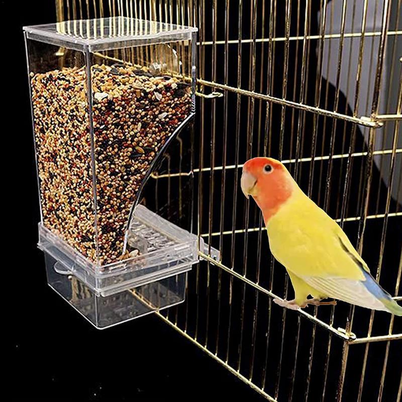 Автоматическая кормушка для попугаев, поилка, не грязные кормушки для птиц, акриловые семена, контейнер для еды, аксессуары для клеток для маленьких и средних попугаев