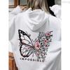 Fashion Creative Butterfly Splicing Flower Pattern Hooded Sweatshirt Women Winter Harajuku Street Hoodie Winter Clothes Women
