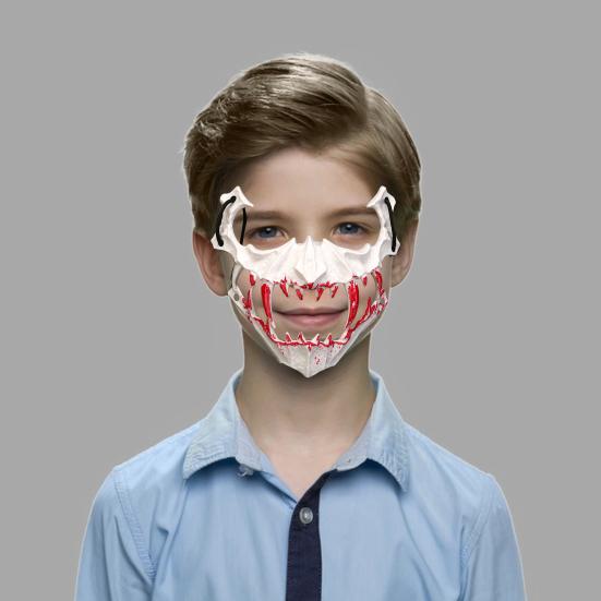 Маска на половину лица, костюм ужасов на Хэллоуин, реквизит, скелет животного, кровавая маска с эластичными ремнями для Хэллоуина, косплея, карнавалов, маскарадов