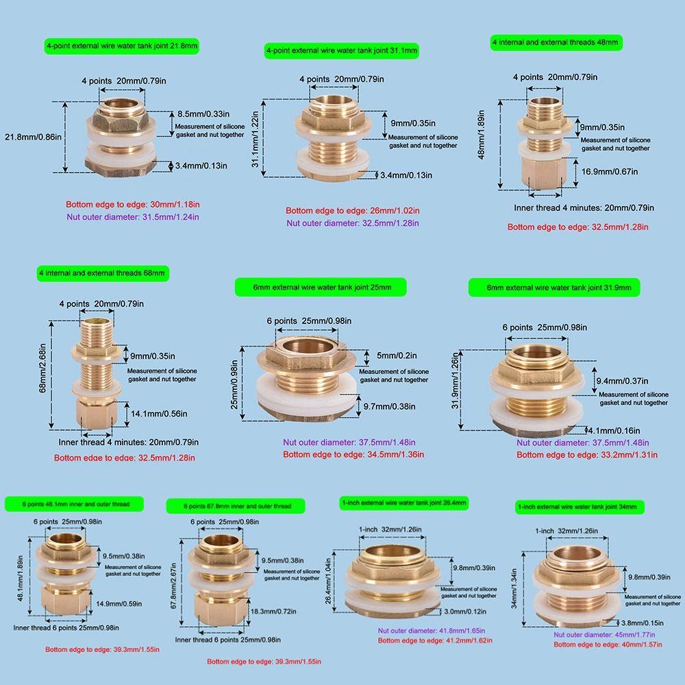 Copper Pipe Water Tank Connector 1/2" 1/4" Fish Tank Coupling Joint Garden Irrigation Pipe