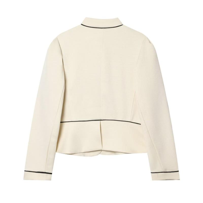 Womens Stand Collar Blazer Long Sleeve Slim Fit Casual Office Jacket