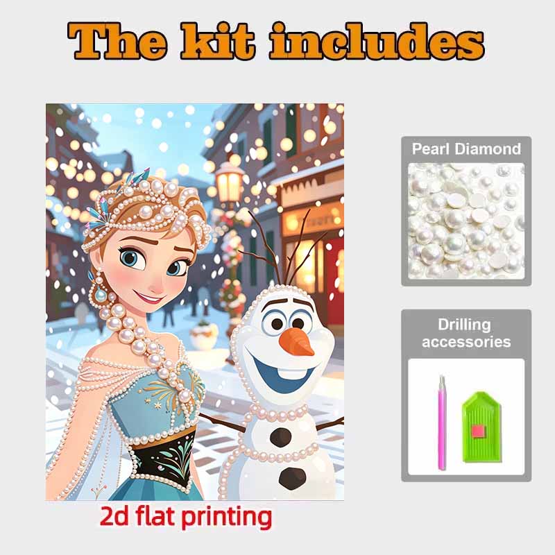 Disney Pearl Painting Anna and Her Best Friend Olaf DIY Pearl Painting Gem Art Pearl Dot Painting Picture Crafts Adult Beginner Gifts Home Decor
