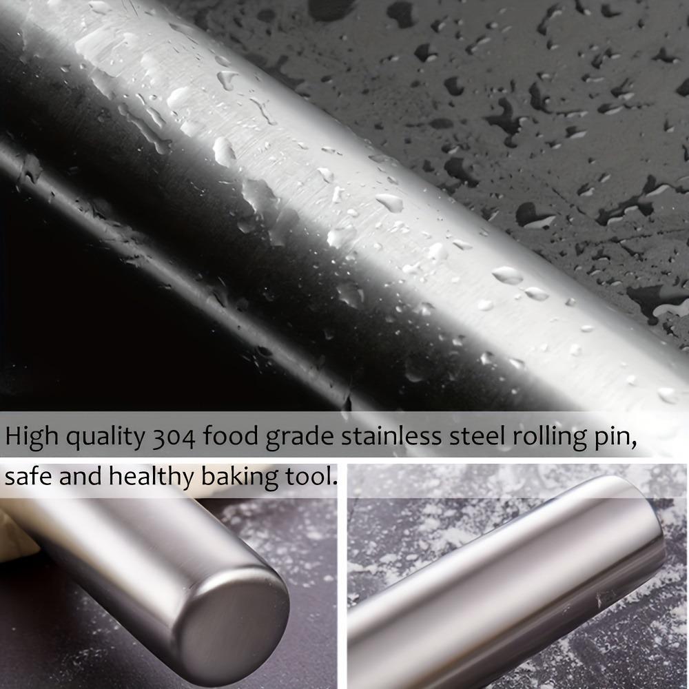 Reusable Stainless Steel Rolling Pin, Silvery Color Washable Dough Roller For Making Dumpling
