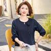 2026 Spring/Autumn Long-Sleeve Knit Top for Middle-Aged Women, Round Neck, Stylish, Age-Reducing, Elegant Base Layer