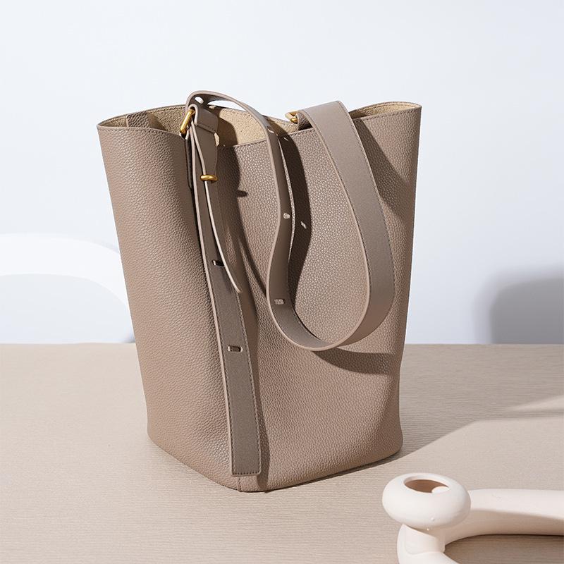 Women's Genuine Leather Bucket Bag - Stylish, Large Capacity, Versatile Handbag