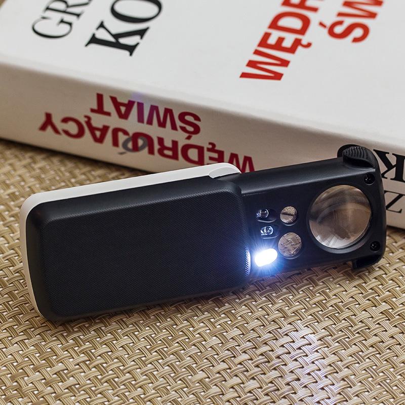Jewelry Loupe Magnifier 30X 60X 90X LED Lighted Eye Loupe Mini Portable Magnifier With UV Light For Jewelry