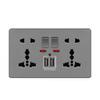 Серый универсальный двойной пятиконтактный USB настенный разъем, электрическая вилка-розетка 13А для Великобритании с зарядкой мобильного телефона AC110-250В