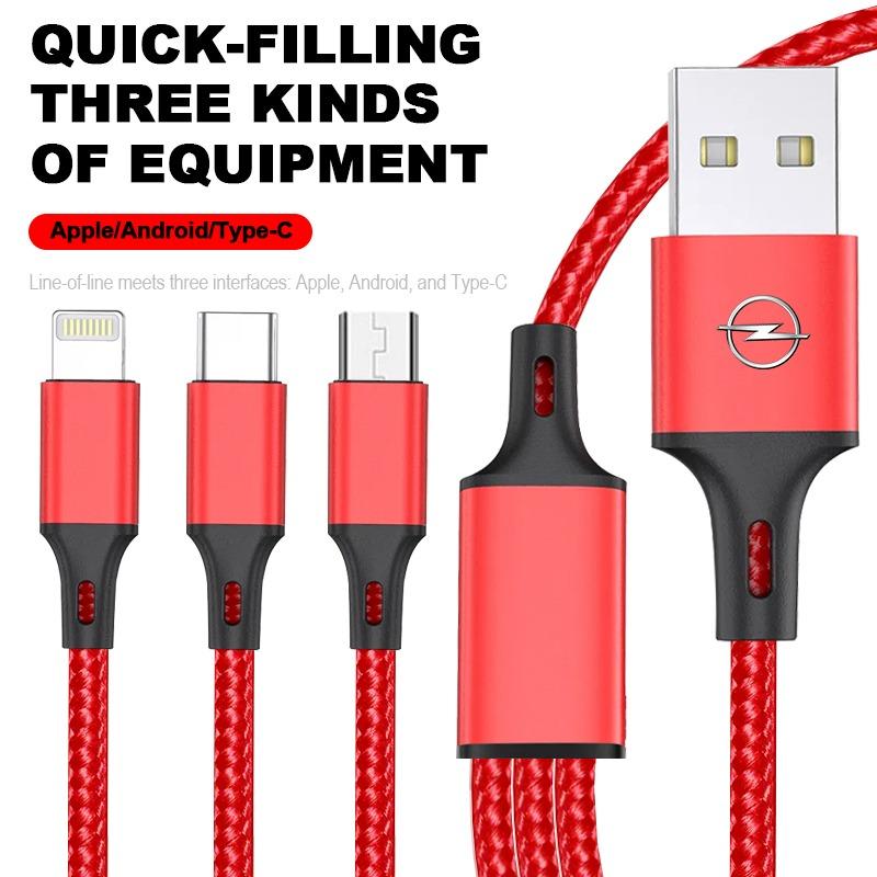 Автомобильная эмблема 3в1 Кабель для быстрой зарядки Type C Lightning Micro USB для Opel Astra j g Insignia Corsa d Vectra c Zafira a Автомобильные гаджеты