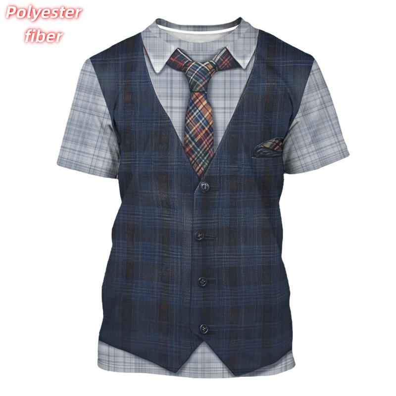 3D Print Cosplay T-Shirt For Men Fake Suit Pirate Pattern Tees Summer Street Casual Short Sleeve Tops Loose Round Neck T Shirts
