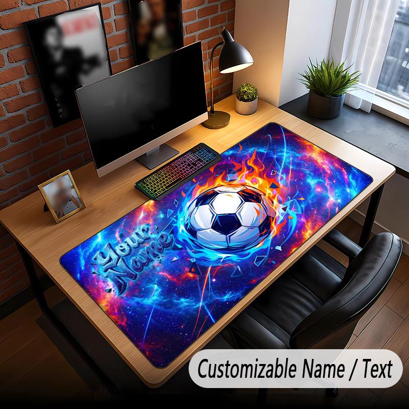 Soccer Theme Custom Mouse Pad Personalized With Name Text Customized Desk Mat For Office Home Decor