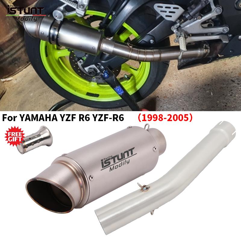 For YAMAHA YZF R6 YZF-R6 1998 - 2005 Motorcycle Exhaust Escape Modified Middle Link Pipe Connect Moto Muffler With DB Killer