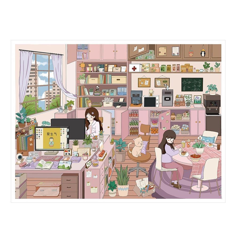 Kawaii Design Landscape Sticker Comfortable Work Dessert Theme Pocket Scene Sticker Cabin Scene DIY Sticker Festival Decoration