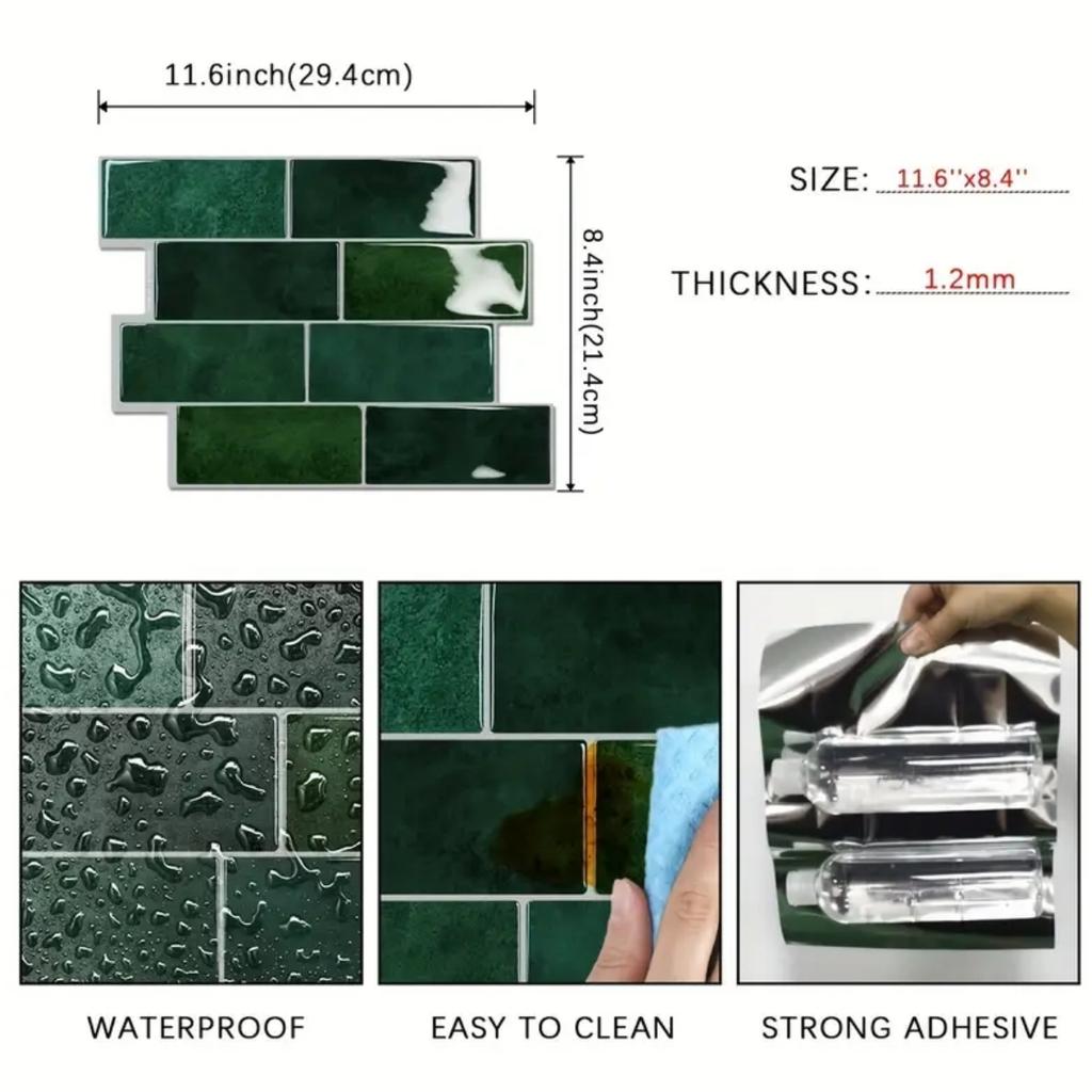 Самоклеящаяся настенная плитка Водонепроницаемые обои для гостиной Кухни Внутренние Декоративные 3D Настенные плитки
