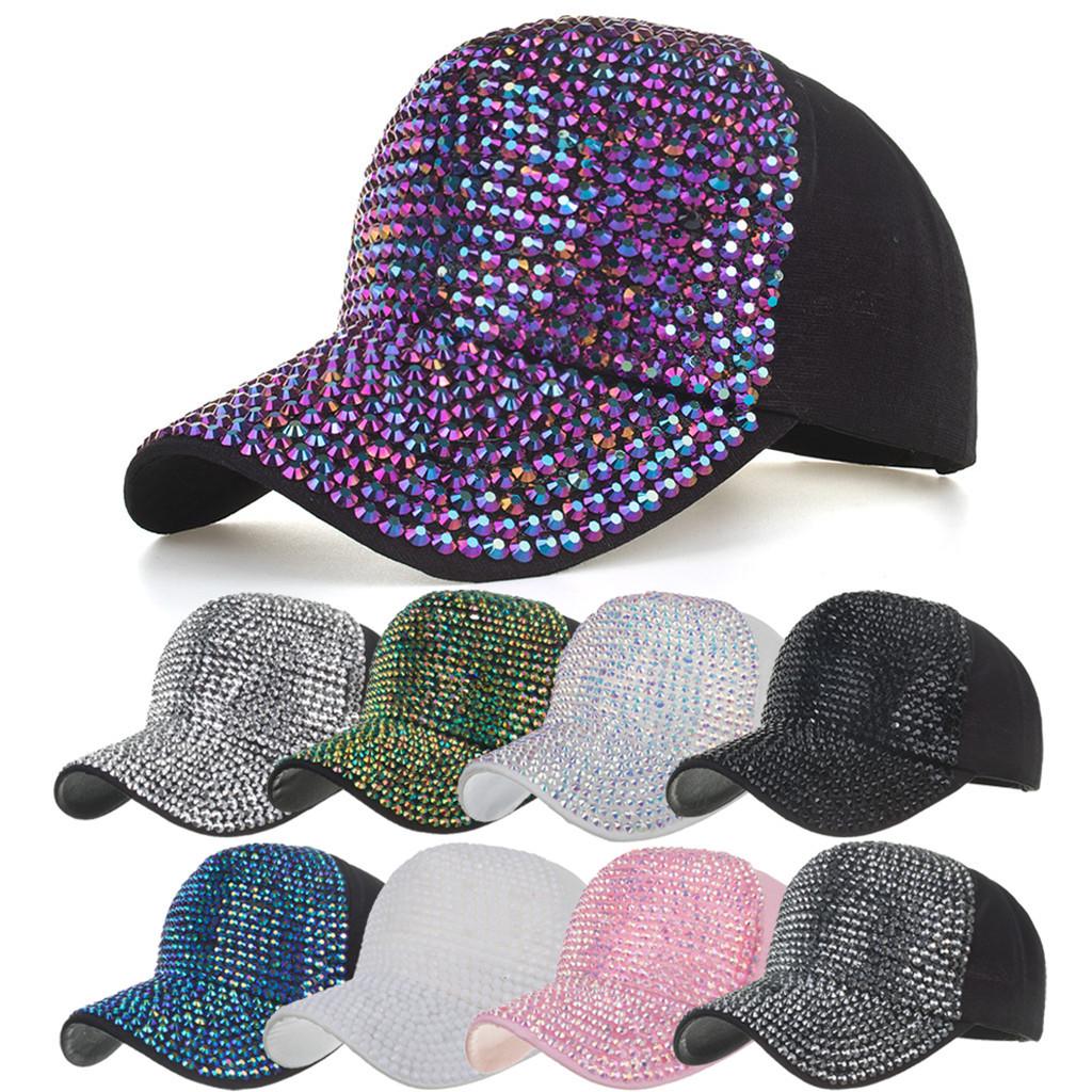 Мужчины Женщины Бейсболки Мода Хлопок Кепка Звезда Rhinestone Cap