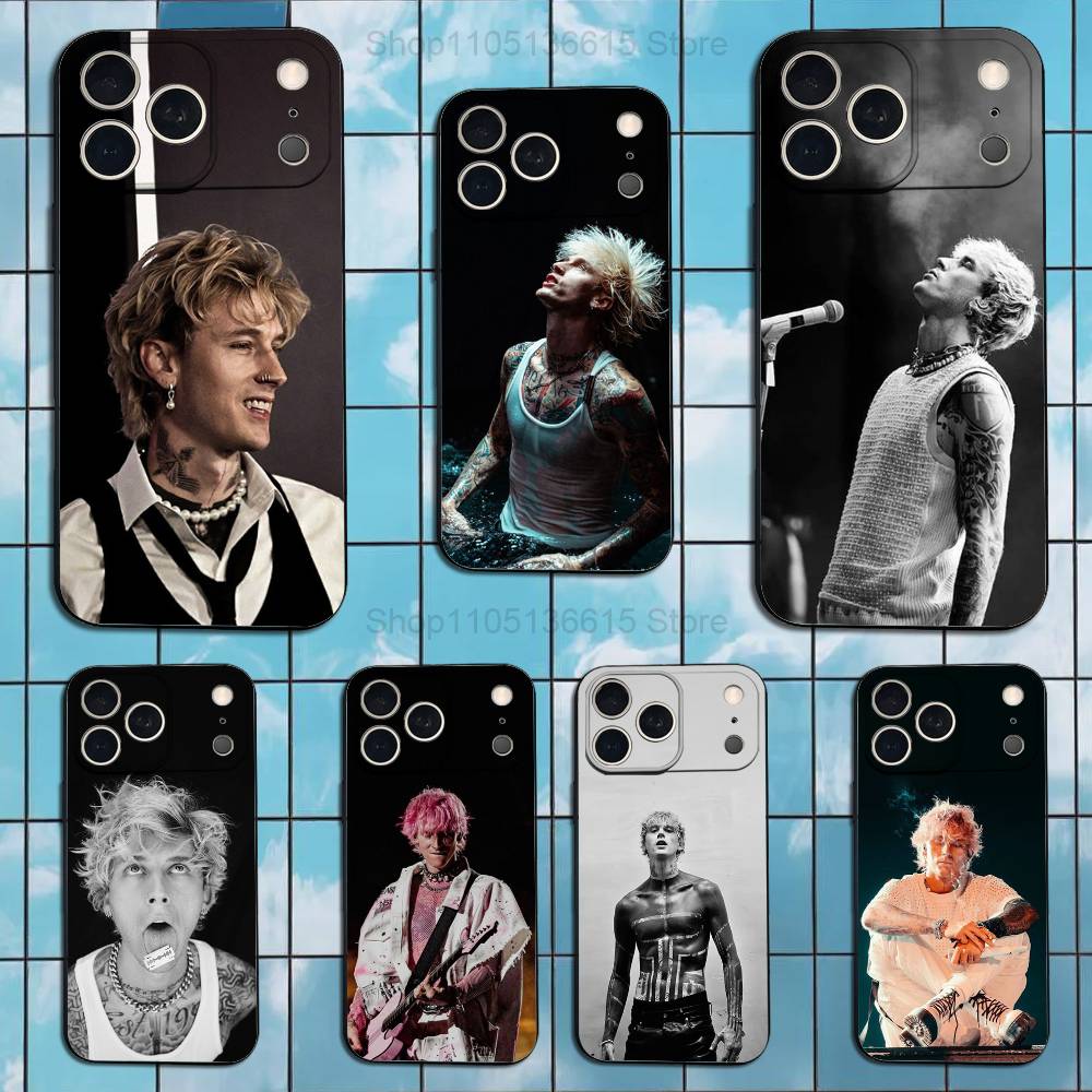 MGK M-Machine-GUN K-Kelly Case For iPhone 15,17,16,12,14,13,11,Plus,Pro Max,XS,X,Mini,8,7,XR,SE,Soft Silicone Black