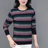 Женский повседневный пуловер, вязаный свитер, топы с контрастной полоской, длинным рукавом и круглым вырезом, удобные для осени и зимы