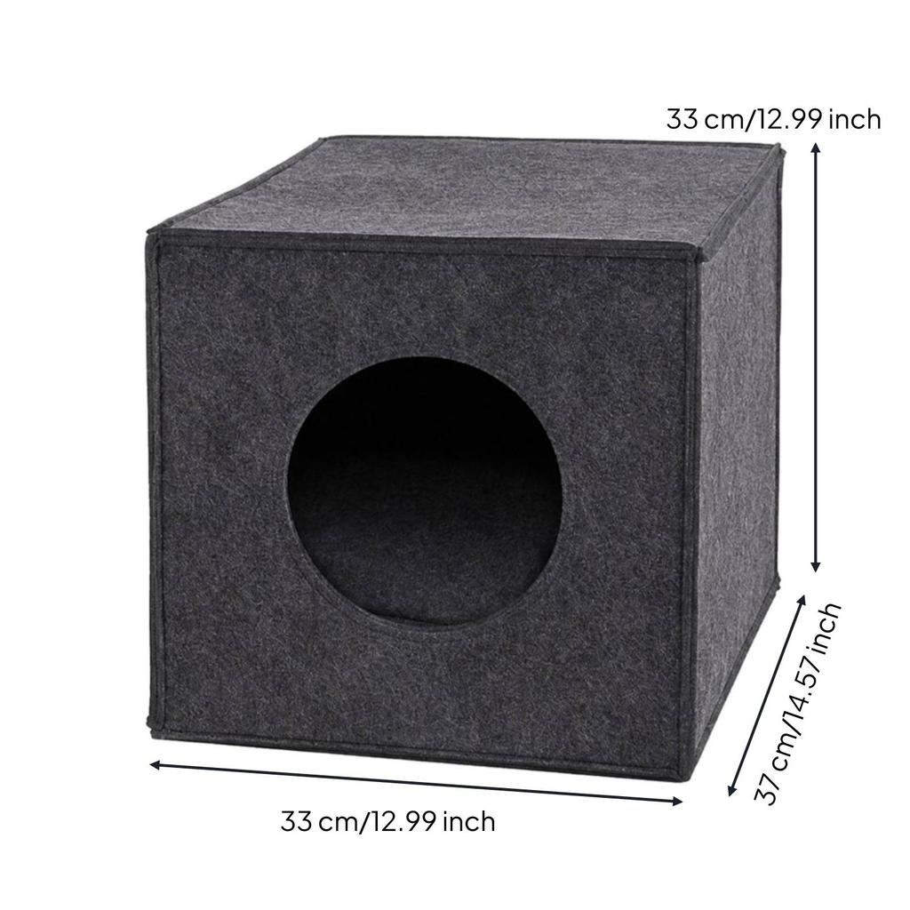 Foldable Feline Cube with Front Entrance Cozy Felt Cat House Pet Furnishings for