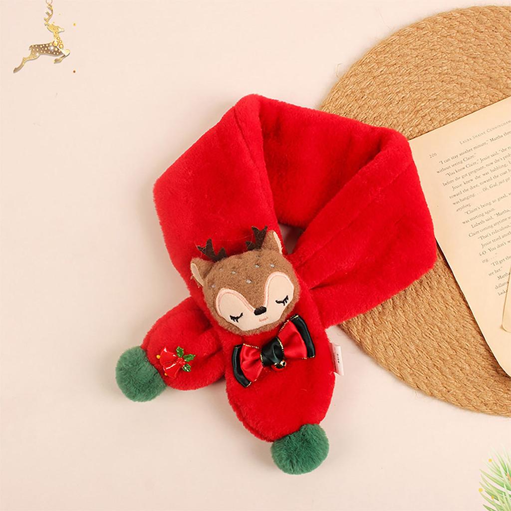 Детский бархатный милый бархатный шарф с рисунком в рождественском стиле, шарф с оленем