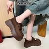Small Thick-soled Heightening Women's Shoes Cowhide All-inclusive Women's Kangaroo Shoes Casual Single Shoes Fringe
