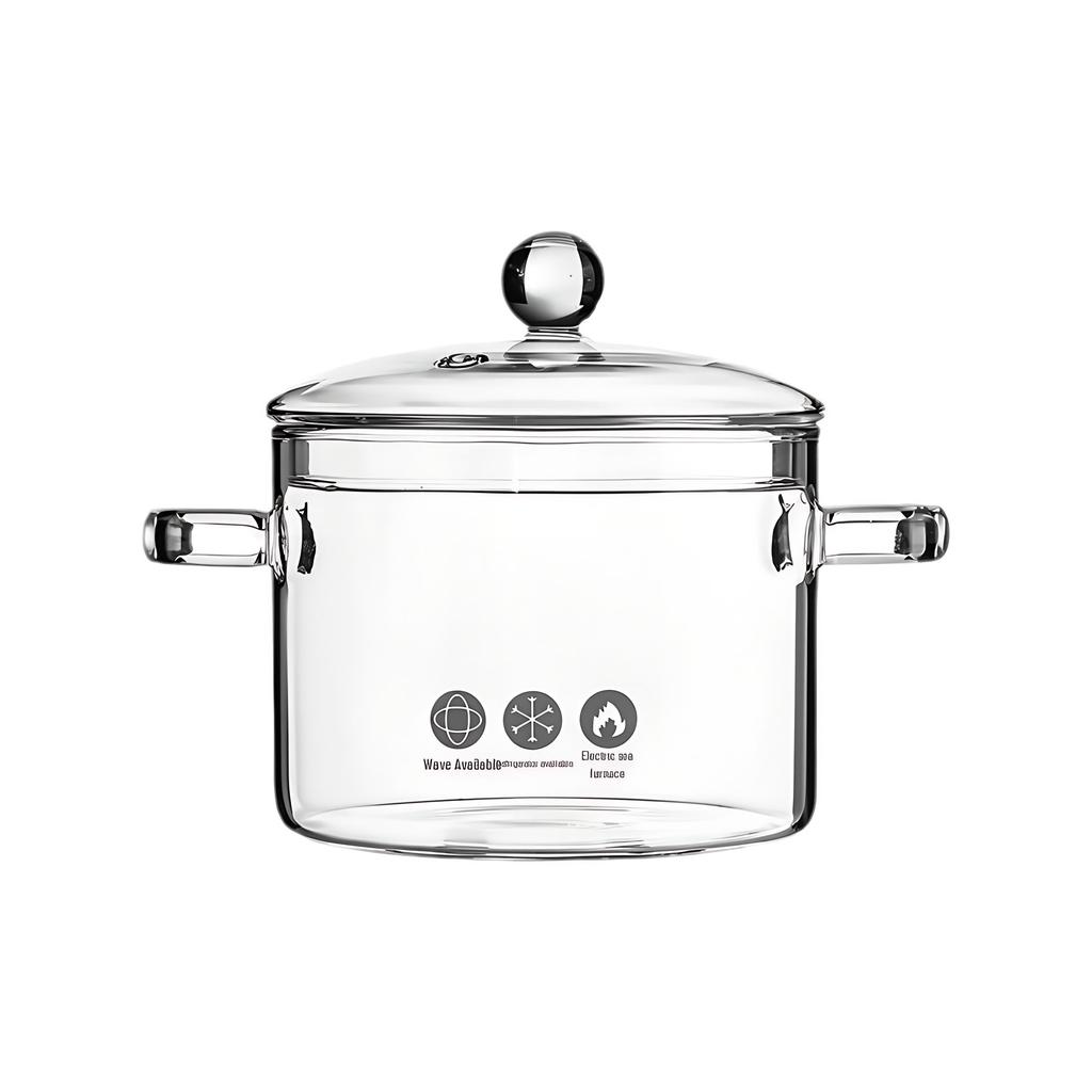 Transparent High-Temperature Glass Pot for Soup, Stews, and Noodles - Suitable for Electric, Ceramic Stoves, and Open Flame Cooking
