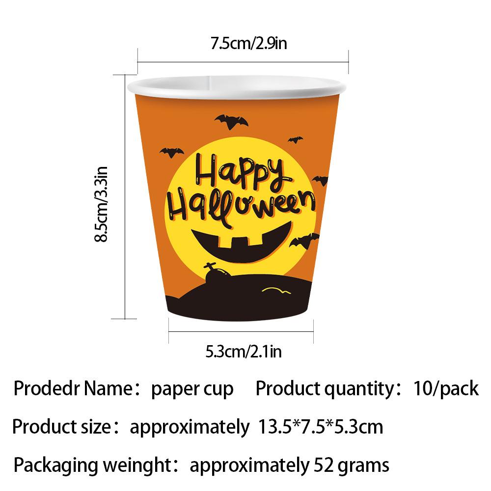 Orange Graveyard Pumpkin Halloween Paper Tableware Set, Plates Cups Napkins For Holiday Party Decor