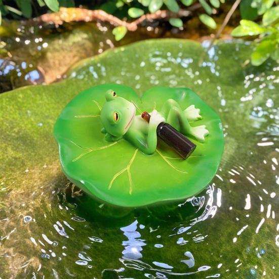 Садовая плавающая фигурка лягушки, украшение для пруда, смоляная пьяная лягушка, лежащая на кувшинке, статуэтка для аквариума, пруда, аквариума