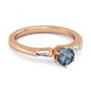 London Blue Topaz Three Stone Ring - 925 Sterling Silver Rose Gold Vermeil