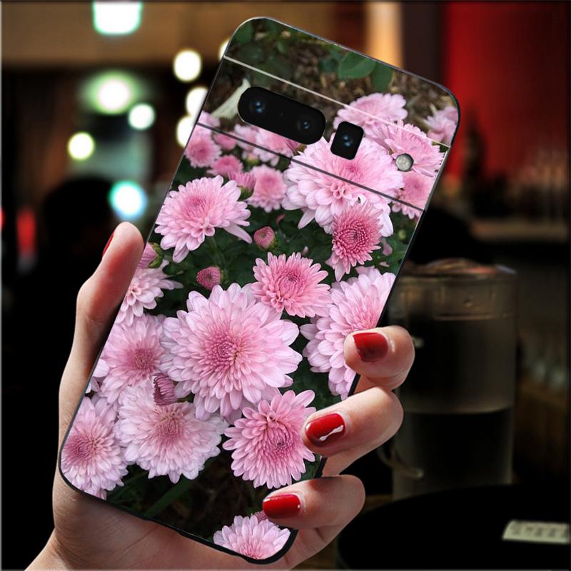 For Google Pixel 10 9 Pro XL Silicone Phone Soft Case For Google Pixel 9A 8A 7A 6A 5 Cover Shell chrysanthemum
