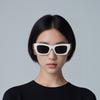 Miu Miu Side Logo Text Irregular Shape Sunglasses Women sunglasses White 0MU09WS1425S053