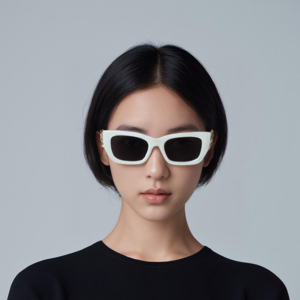 Miu Miu Side Logo Text Irregular Shape Sunglasses Women sunglasses White 0MU09WS1425S053