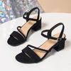 New Women Sandals Chunky Heels Slides Slippers Summer Girl Elegant Shoes Woman Plus Size 42 Female Fashion High Heeled Sandals