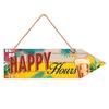 [Q2845] - Wooden Arrow Plaque 'Messages' Red Yellow (happy Hours) - 30x8. 5cm