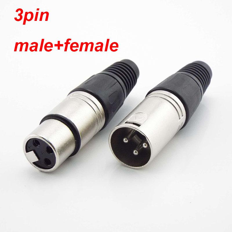 1pair 3 Pin 4 Pin XLR Audio Cable Connector MIC Male Plug / Female Jack Professional for Cable Microphone Wire Power Adapter