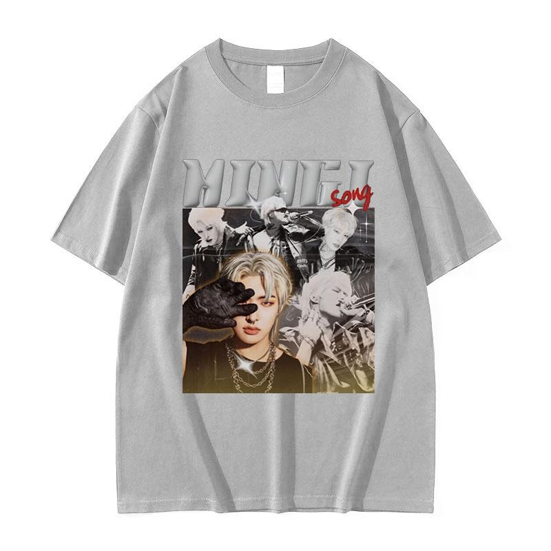 Korean Ateez MINGI Graphic T Shirt Unisexs Hip Hop Retro Fashion Short Sleeve Tshirts Casual Oversized Cotton Tshirt Streetwear