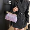 Винтажный женский свадебный клатч с цветочным замком, зажим в форме ракушки, сумки на плечо с цепочкой и бахромой, фиолетовые, синие сумки через плечо, сумки и кошельки