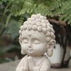 Mini Faux Sandstone Buddha Statue Small Zen Monk Praying Sculpture