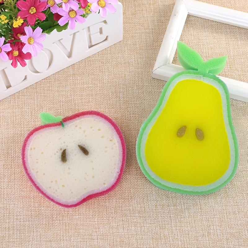 4 шт. Креативные губки для мытья посуды в форме фруктов, утолщенные, для мощного удаления пятен, многофункциональные чистящие подушечки для кухни и ванной комнаты, инструменты для уборки ванной комнаты