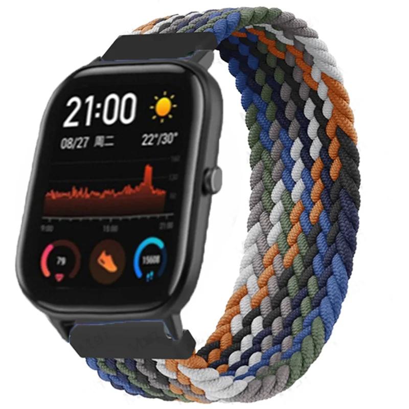 20 мм 22 мм плетеный ремешок для часов Amazfit GTS 4/2/2e/GTS2 Mini/GTR 4/2/2e/3/Pro 47 мм Stratos браслет ремешок для часов Amazfit Bip Strap