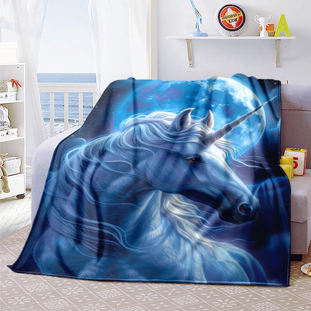 Unicorn Fantasy Castle Flowers Blanket Soft Comfortable All Seasons Couch Office Nap Travel Festive Gift