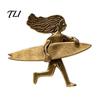 Coat Brooch Accessory 2/3/5Pcs Retro Surfing Girl Pin, Holding Surfboard Vintage Clothing Alloy Badge, Decorative Pin for Bags Scarves