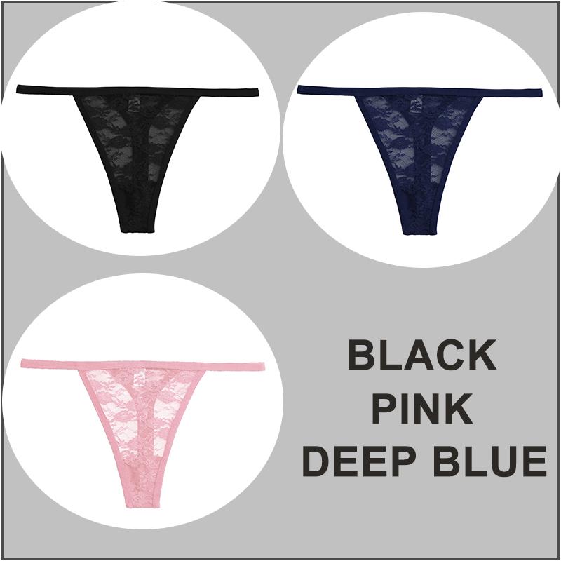 3PCS/Set Sexy G-string Panties Women Thongs Lace Underwear Pantys Low-Waist Femme Underpants Mesh Transparent Lingerie