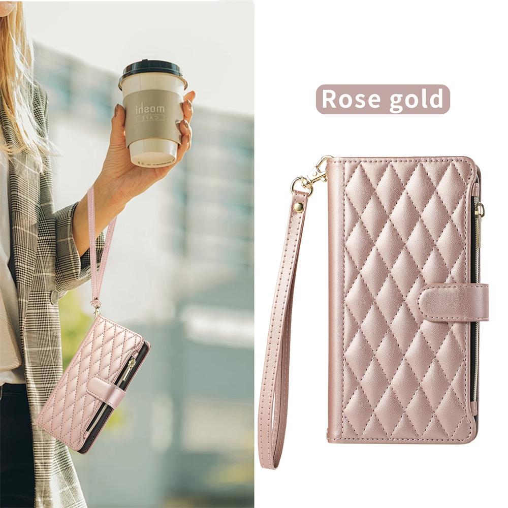 Crossbody Leather Necklace Rope Zipper Wallet Phone Case for Samsung S25 20 S24 S23 Ultra S22 S21 FE S20 Plus 10 Pro Cover