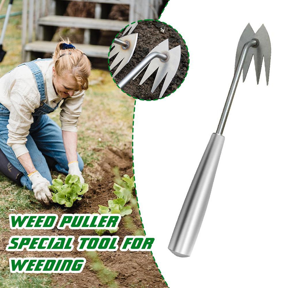 4 Teeth Multifunctional Hand Weeder Digging Tool Outdoor Gardening Handle For Garden Gadgets Ge Y3N9