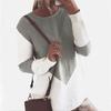 Casual Solid Knit Sweater Ladies V Neck Crew Neck Warm Daily Long Sleeve Blouse