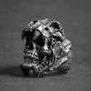 Classic Punk Style Men's Skull Ring - Retro Fire Design