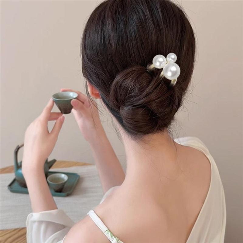 Chinese Style Beaded Three Teeth Hair Comb Elegant Retro Hairpin Daily Hanfu Cheongsam Hair Accessories