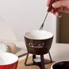 Fondue Pots Set with Fork for Chocolate,Cheese,Candy,Appetizer Tealight Porcelain Melting Pots Ceramic Butter Warmers Set